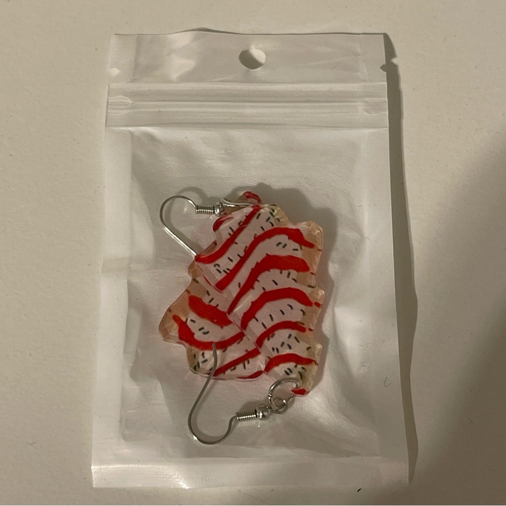 Little Debbie Christmas Tree Snack Cake Dangle Earrings